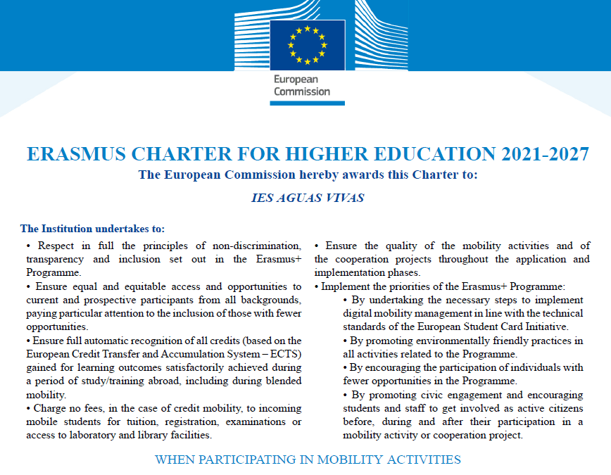 ¡Conseguida la Carta Erasmus de Educación Superior (ECHE) para 2021-2027
