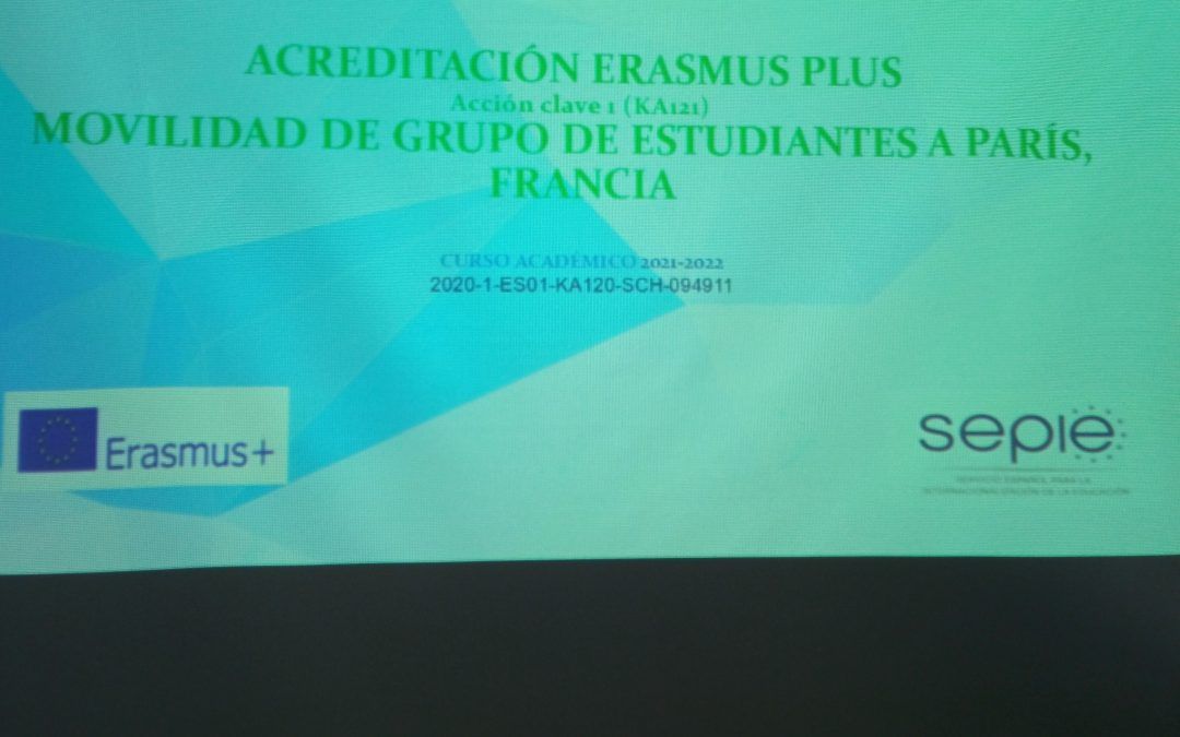 Reunión con familias. Movilidad de estudiantes a París. Acreditación Erasmus.